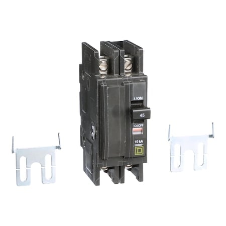 Miniature Circuit Breaker, QO Series, 45A, 2 Pole, 120/240V AC, 10kA at 120/240V AC MPN:QOU245B
