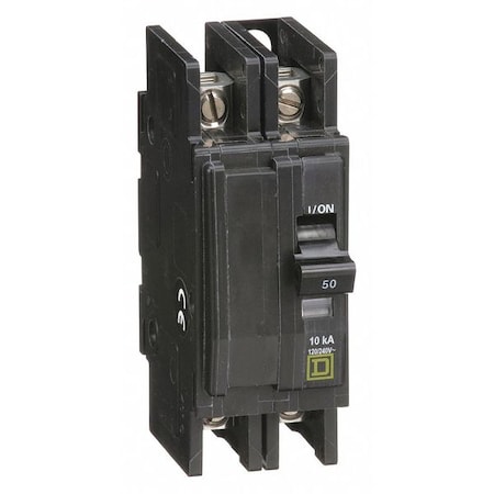 Miniature Circuit Breaker, QO Series, 50A, 2 Pole, 120/240V AC, 10kA at 120/240V AC MPN:QOU250