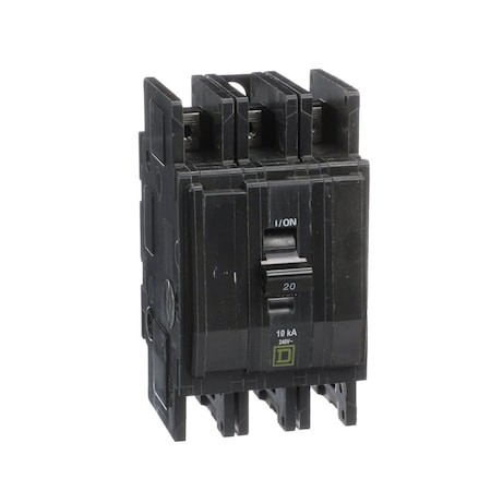 Miniature Circuit Breaker, QO Series, 20A, 3 Pole, 240V AC, 10kA at 120/240V AC MPN:QOU3205283