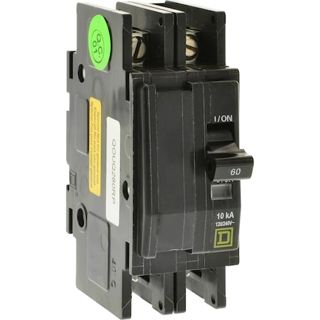 Miniature Circuit Breaker, QO Series, 60A, 2 Pole, 120/240V AC, 10kA at 120/240V AC MPN:QOUQ260RP