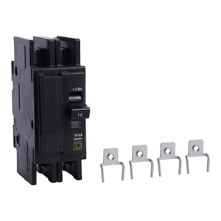 Miniature Circuit Breaker, QO Series, 10A, 2 Pole, 120/240V AC, 10kA at 120/240V AC MPN:QOUR2103100