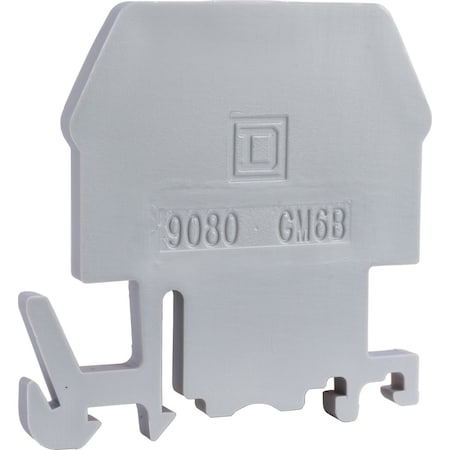 Terminal block, Linergy, end barrier, grey color, for 9080GM6 or 9080GR6 terminal block MPN:9080GME6B