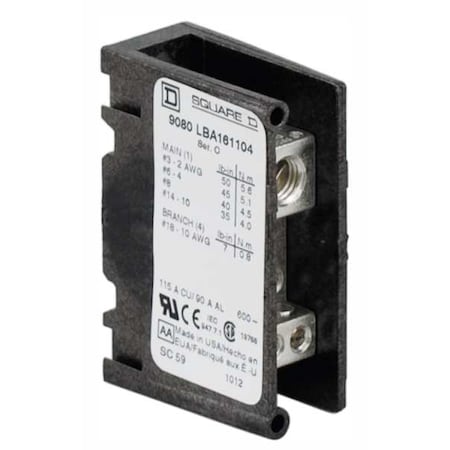 Miniature Power Distribution Block, Open, 1 Pole, 115 A Copper, 600 V AC/DC, Surface Mount MPN:9080LBA161104