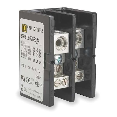 Power Distribution Block, Open, 2 Pole, 175 A Copper, 600 V AC/DC, Surface Mount MPN:9080LBA262104