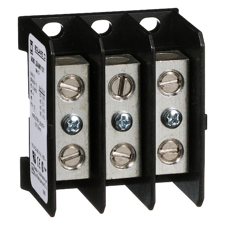 Miniature Distribution Block, Surface Mount, 3 Poles, 14 AWG to 2 AWG, 115 A, 600 V AC/DC, Black MPN:9080LBA361101