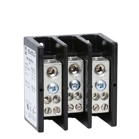 Power Distribution Block, 3 Pole, 175 A Copper, 600 V AC/DC, Surface Mount MPN:9080LBC362104
