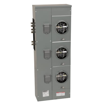 Branch unit, EZ Meter-Pak, 225A, 3 x 5 jaw sockets, 120/240VAC, lever bypass, ringless, 1200A Al/Cu busbar MPN:EZML113225