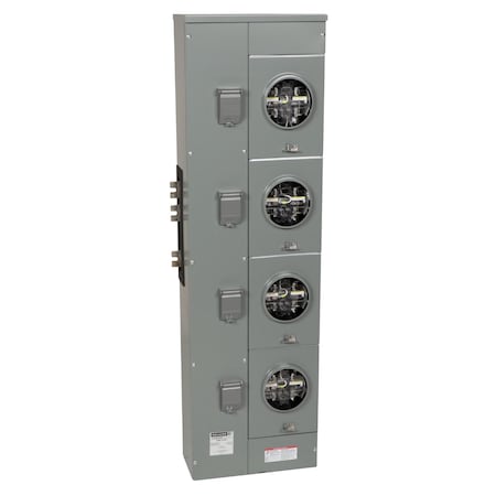 Branch unit, EZ Meter-Pak, 225A, 4 x 5 jaw sockets, 120/240VAC, lever bypass, ringless, 1200A Al/Cu busbar MPN:EZML114225