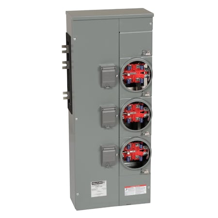 Branch unit, EZ Meter-Pak, 225A, 3 x 5 jaw sockets, 120/240VAC, no bypass, ringless, 800A Al busbar MPN:EZMR113225