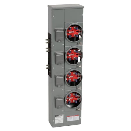 Branch unit, EZ Meter-Pak, 125A, 4 x 5 jaw sockets, 120/240VAC, no bypass, ringless, 800A Al busbar MPN:EZMR114125