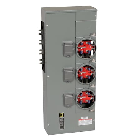 Branch unit, EZ Meter-Pak, 225A, 3 x 5 jaw sockets, 208Y/120VAC, no bypass, ringless, 800A Al busbar MPN:EZMR313225