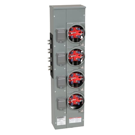 Branch unit, EZ Meter-Pak, 125A, 4 x 5 jaw sockets, 208Y/120VAC, no bypass, ringless, 800A Al busbar MPN:EZMR314125