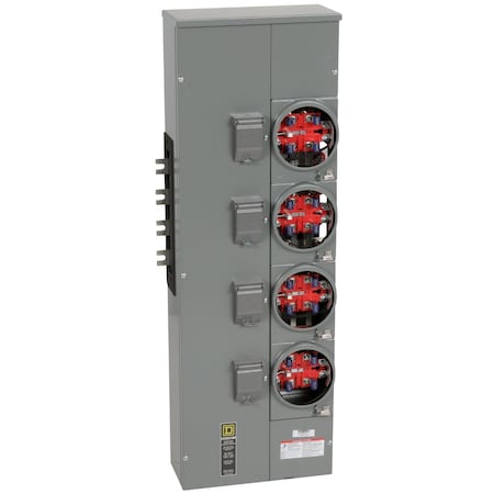 Branch unit, EZ Meter-Pak, 225A, 4 x 5 jaw sockets, 208Y/120VAC, no bypass, ringless, 800A Al busbar MPN:EZMR314225