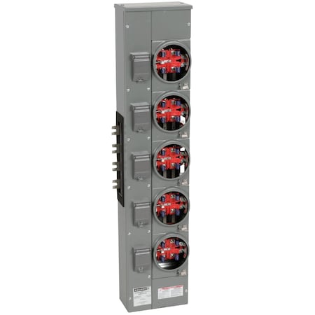 Branch unit, EZ Meter-Pak, 125A, 5 x 5 jaw sockets, 208Y/120VAC, no bypass, ringless, 800A Al busbar MPN:EZMR315125