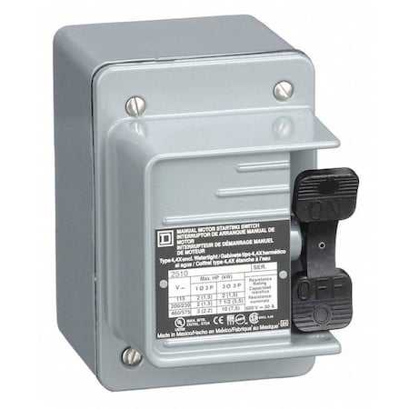 Manual Motor Switch, 30 A, 3 P, 3 Phase, Toggle, Type K, Class 2510 Series, NEMA 4 MPN:2510KW2