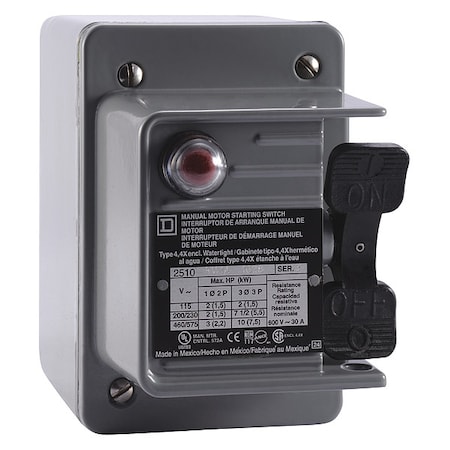 Manual Motor Switch, 30 A, 3 P, 3 Phase, Toggle, NEMA 4 MPN:2510KW2CH