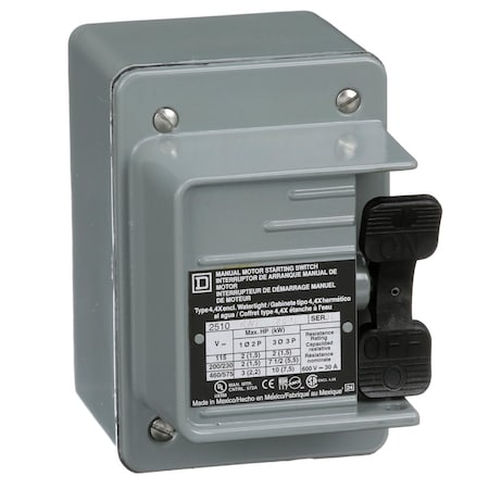 Manual Motor Switch, 30 A, 3 P, 3 Phase, Toggle, NEMA 4 MPN:2510KW6