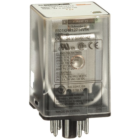 Socket, General Purpose Relay, Octal, 10 A, 8 Pins, Pin MPN:8501KPR12P14V14