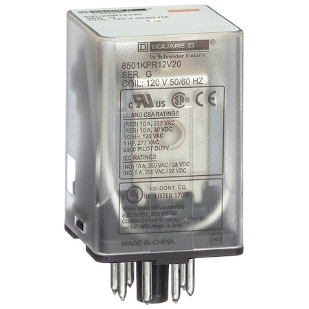 Socket, General Purpose Relay, Octal, 10 A, 11 Pins MPN:8501KPR13V24