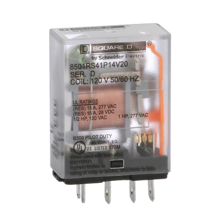 Relay, 240VAC Coil Volts, SPDT MPN:8501RS41P14V20