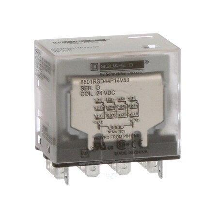 Relay, 24V DC Coil Volts, 4PDT MPN:8501RSD44P14V53