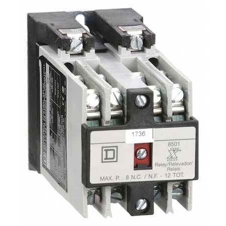 NEMA Control Relay, 8NO, 110/120VAC, 10A MPN:8501XO80V02