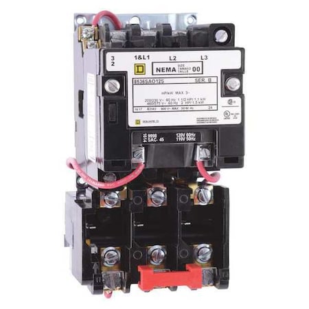 Magnetic Motor Starter, Non-Reversing, No Auxiliary Contacts, 480V AC, 3 P, Screw Clamp MPN:8536SBO2V06