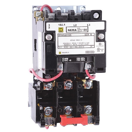 Magnetic Motor Starter, Non-Reversing, No Auxiliary Contacts, 240V AC, 2 P, Screw Clamp MPN:8536SCO1V03