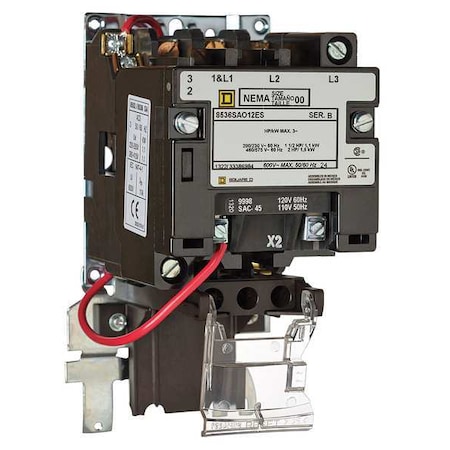 Magnetic Motor Starter, Non-Reversing, No Auxiliary Contacts, 120V AC, 3 P, Screw Clamp MPN:8536SCO3V02ES