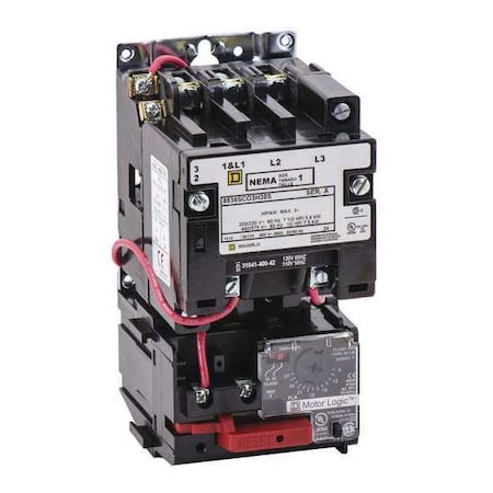 NEMA Magnetic Motor Starter, Non-Reversing, 1NO, 120V AC, 3 P, Screw Clamp MPN:8536SCO3V02H30S