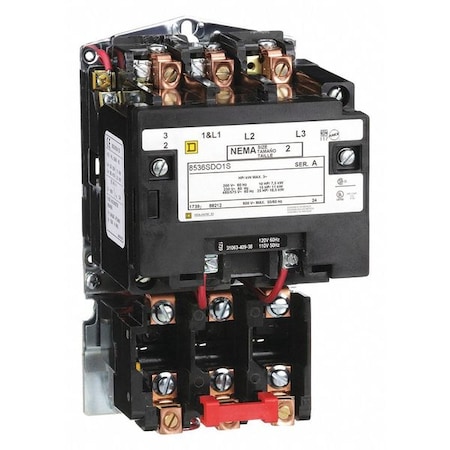 Magnetic Motor Starter, Non-Reversing, No Auxiliary Contacts, 120V AC, 3 P, Screw Clamp MPN:8536SDO1V02S