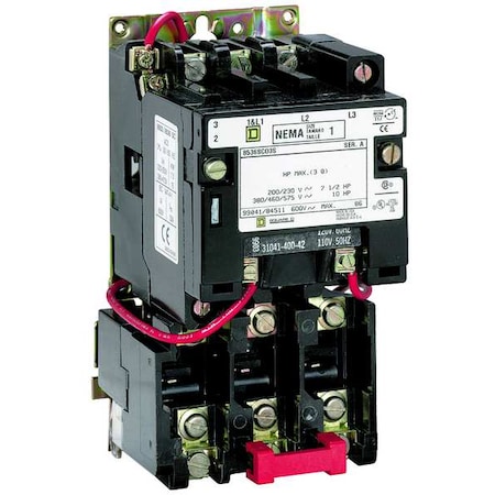 Magnetic Motor Starter, Non-Reversing, No Auxiliary Contacts, 240V AC, 3 P, Screw Clamp MPN:8536SDO1V03