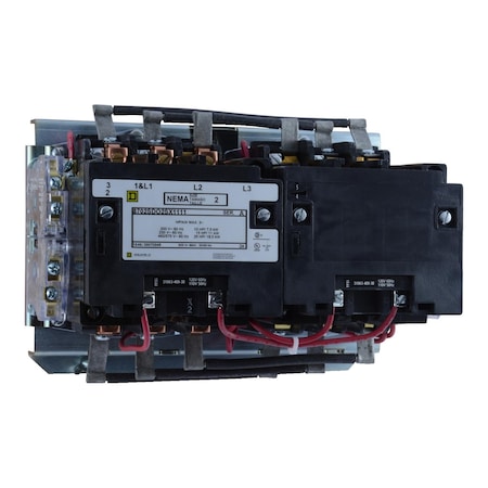 NEMA Contactor, Type S, reversing, horizontal, Size 2, 45A, 25HP at 575VAC, 3 phase, up to 100kA, 3 pole, 120VAC coil, open style MPN:8702SDO2V02S