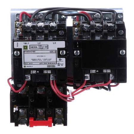 Magnetic Motor Starter, Reversing, No Auxiliary Contacts, 120V AC, 3 P, Screw Clamp MPN:8736SAO16V02S