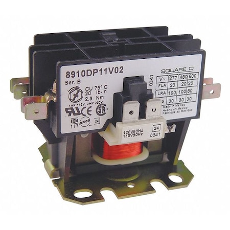 Definite Purpose Magnetic Contactor, 600V AC, 2 P, 1 Phase MPN:8910DP12V02Y248