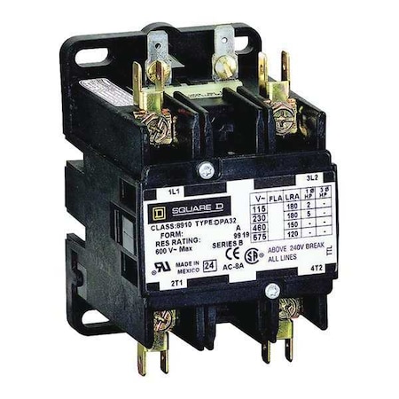 Definite Purpose Magnetic Contactor, 600V AC, 2 P, 1 Phase MPN:8910DPA32V02U1