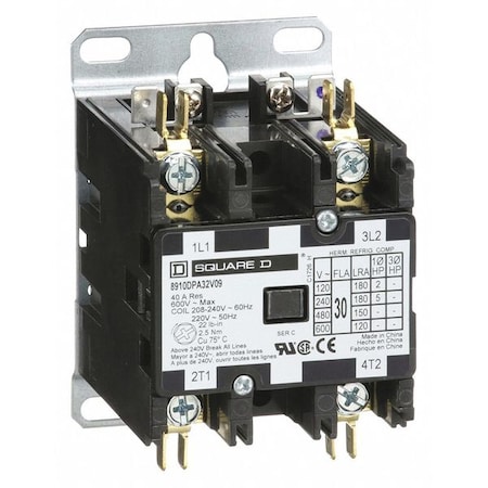 Definite Purpose Magnetic Contactor, 208V-240V AC, 2 P, Non-Reversing, 1 Phase MPN:8910DPA32V09