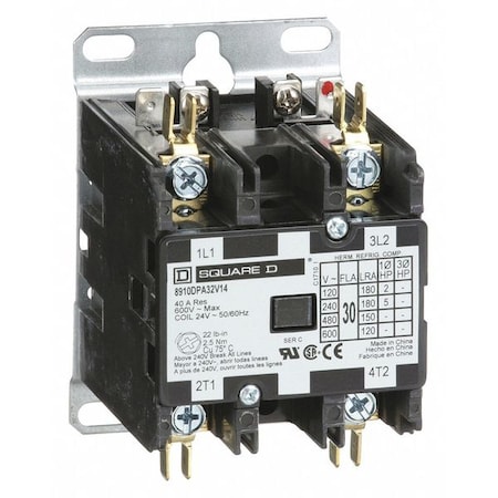 Definite Purpose Magnetic Contactor, 24V AC, 2 P, Non-Reversing, 1 Phase MPN:8910DPA32V14