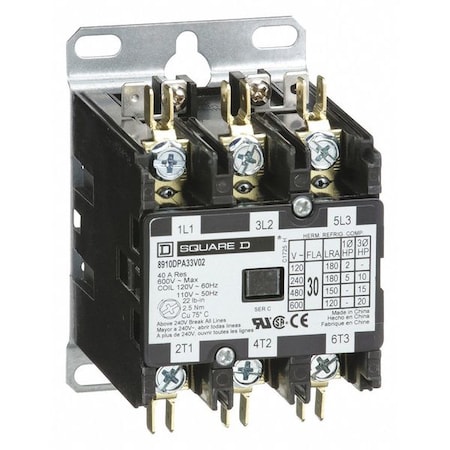 Definite Purpose Magnetic Contactor, 120V AC, 3 P, Non-Reversing, 3 Phase MPN:8910DPA33V02
