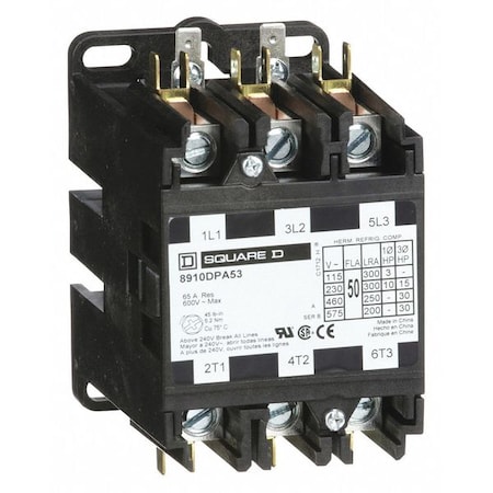 Definite Purpose Magnetic Contactor, 120V AC, 3 P, Non-Reversing, 3 Phase, Box Lug & Quick Connect MPN:8910DPA53V02
