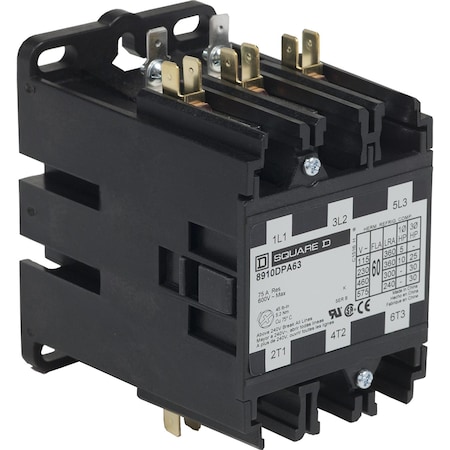 Definite Purpose Magnetic Contactor, 600V AC, 3 P, 3 Phase, Box Lug MPN:8910DPA63V02U1