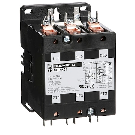 Definite Purpose Magnetic Contactor, 208V-240V AC, 3 P, Non-Reversing, 3 Phase MPN:8910DPA93V09