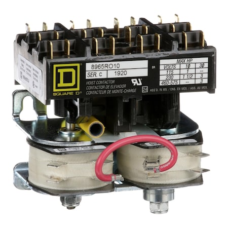 Contactor, 8965RO, hoist, reversing, 3HP at 480VAC, 3 phase, 120VAC coil, quick connect terminals. open style, bulk pack MPN:8965RO10V02Y181