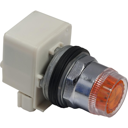 Illuminated push-button head, Harmony 9001K, metal, plastic guard flush, amber, 30mm, spring return, 110-120V MPN:9001K1L1A