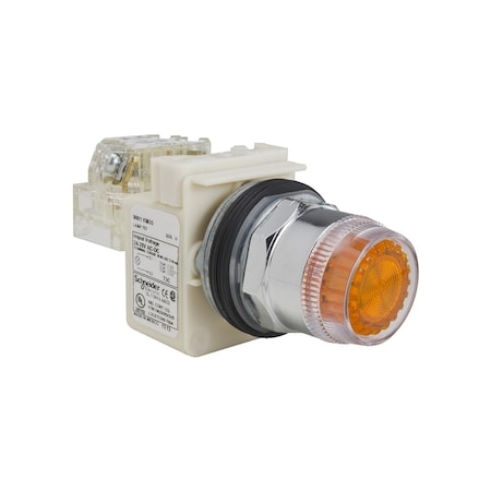 Illuminated push-button, Harmony 9001K, metal, plastic guard flush, yellow, 30mm, spring return, LED yellow, 24-28V, 1 NO MPN:9001K1L35LYYH5