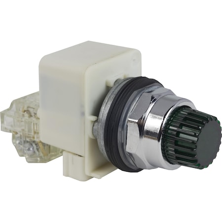 Illuminated push-button head, Harmony 9001K, metal, projecting, green, 30mm, spring return, LED green, 24-28V MPN:9001K2L35LGG