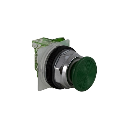 Push-button, Harmony 9001K, metal, snap-in plastic mushroom 35mm, green, 30mm, spring return, 1 NO MPN:9001KR4GH5
