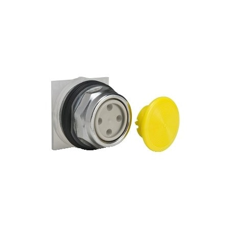 30mm push button, Type K, nonilluminated mushroom button, 1.375 inch yellow, 6A at 120VAC, 1NO/1NC contact, NEMA 4, 13 MPN:9001KR4YH13