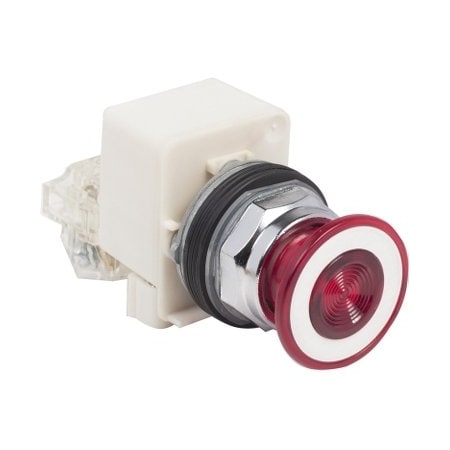 Illuminated push button, Harmony 9001K, metal, mushroom 41mm, red, 30mm, 2 positions, push pull, 12.14V, 1 CO MPN:9001KR9P32RH13