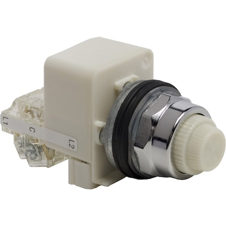Push-to-test pilot light, Harmony 9001K, metal, polycarbonate, fresnel, white, 30mm, LED white, 120V MPN:9001KT38LWW31
